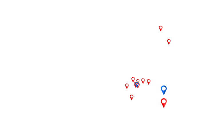 Mapa das localizações
